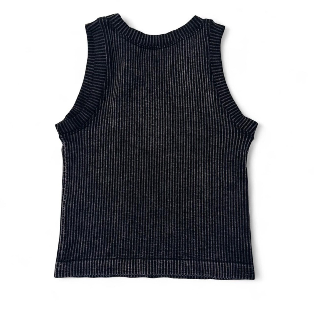 Aura Black Ribbed Tank Top